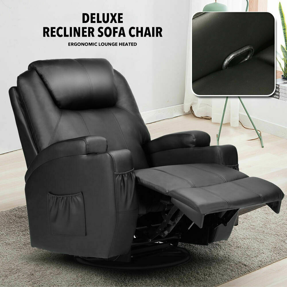 Electric Recliner Massage Chair Swivel Sofa Zero Gravity Heated Vibration W/rc