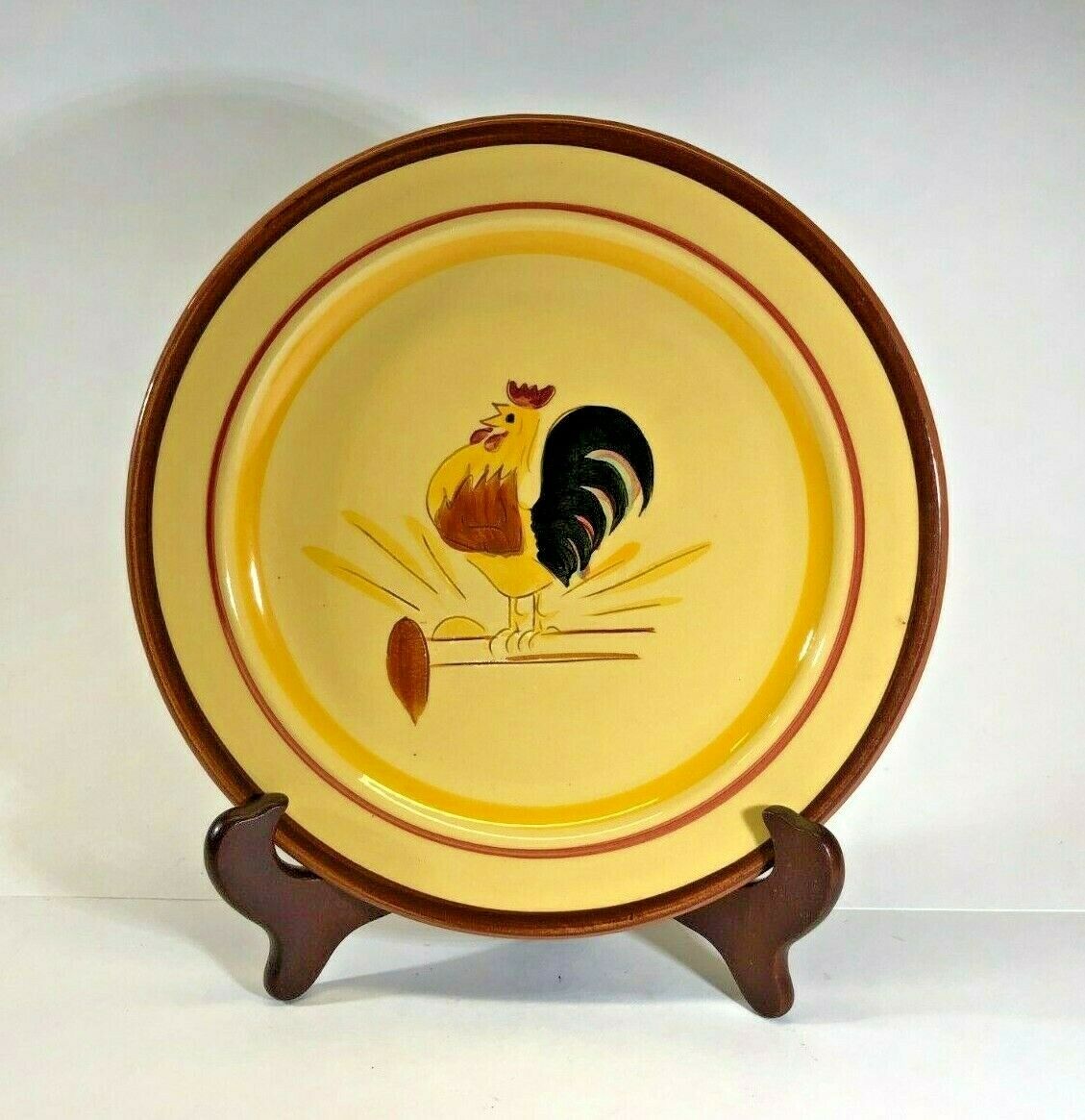 Stangl Pottery "rooster" Luncheon Plate Hand Painted Nj Usa 8-inch Diameter