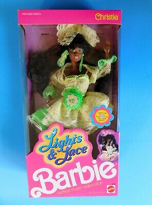 1990 Lights & Lace African American  Christie Barbie  Aa Video Star Nrfb