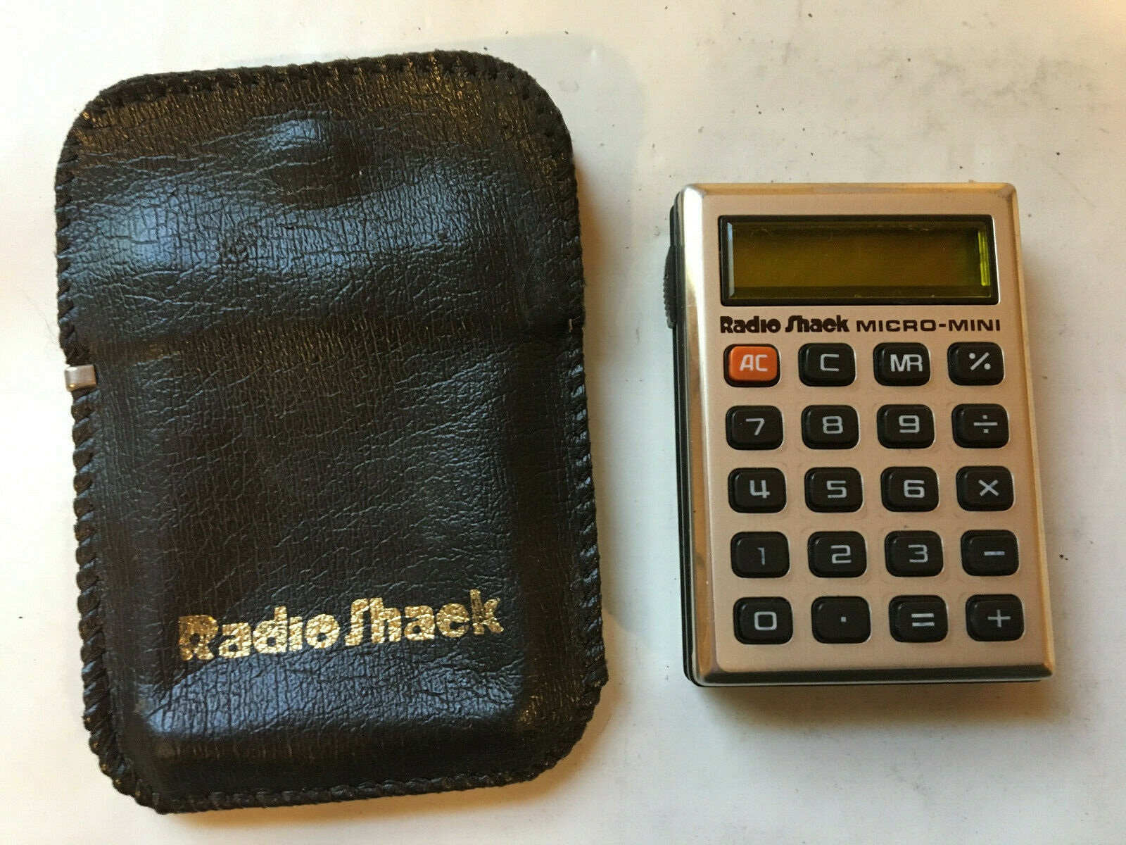 Radio Shack Micro Mini Calculator Ec-222 W Leather Pouch Missing Battery Cover