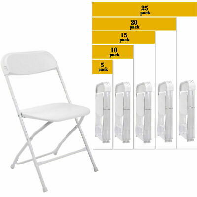 (5 To 25 Pack) Commercial Wedding Quality Stackable Plastic Folding Chairs White