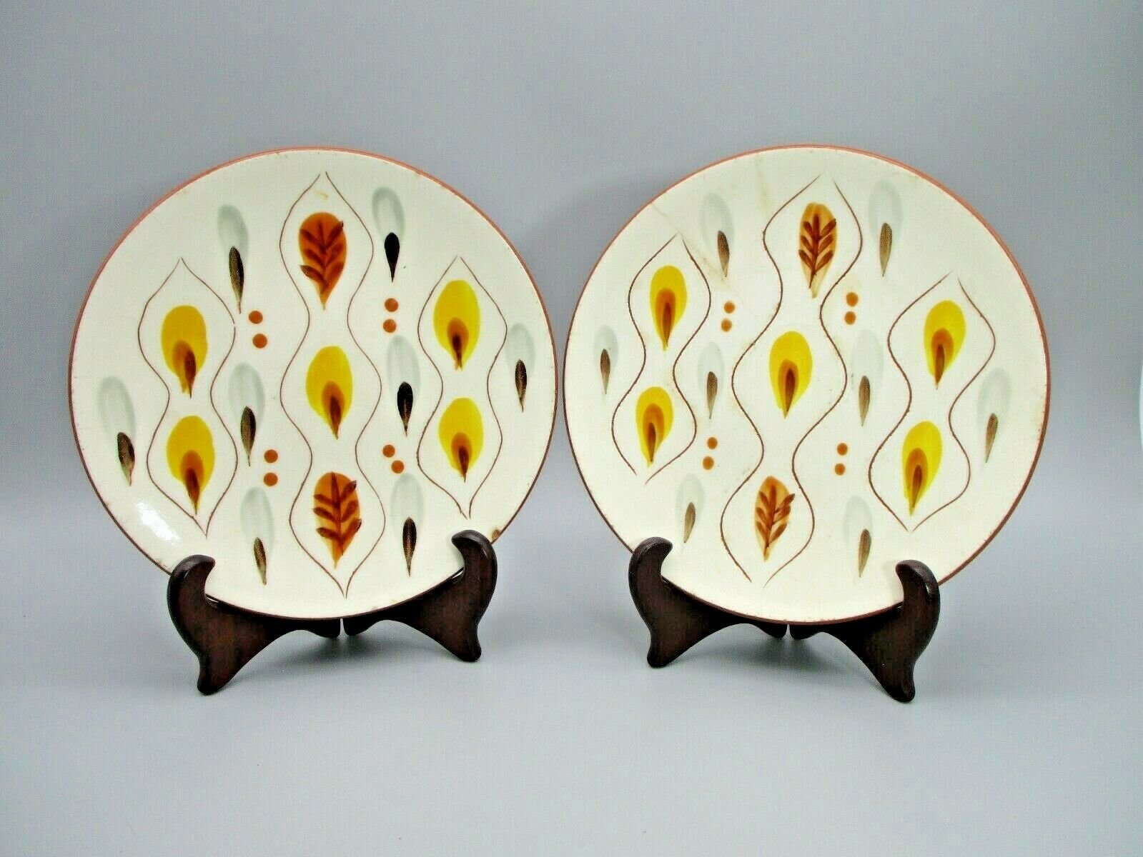 Stangl Pottery Pair Of "amber-glo" Salad / Bread Plates 6" Diam. Nj Usa