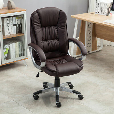 Executive High Back Pu Leather Computer Desk Ergonomic Task Office Chair Brown