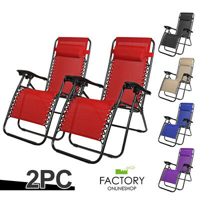 Set Of 2 Zero Gravity Chairs Folding Lounger Beach Outdoor Patio Recliner Chair