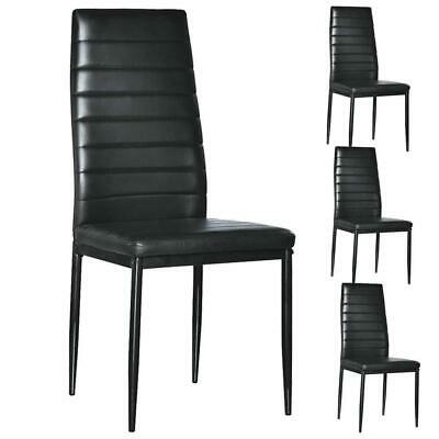 Set Of 4 Pu Leather Dining Side Chair Modern Elegant Design Home Furniture Black