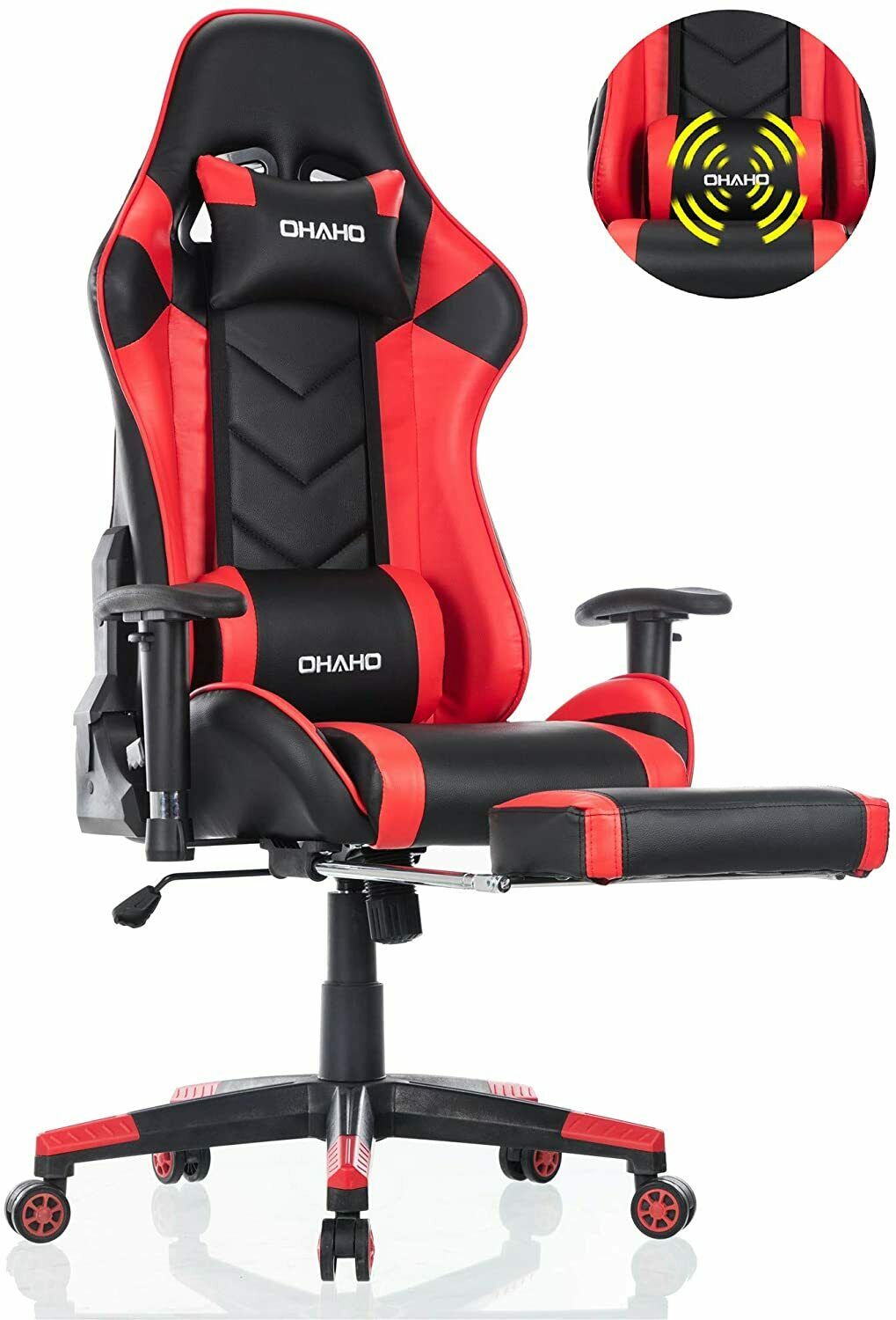 Ohaho Ergonomic Computer Gaming Chair With Footrest Lumbar Massage Support