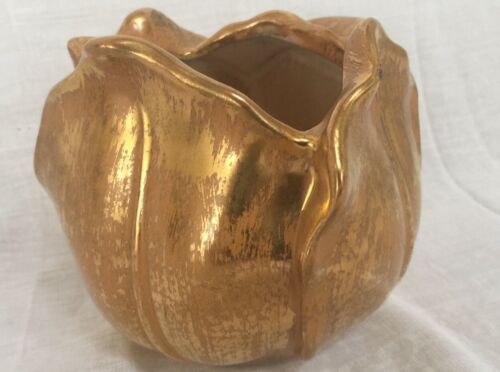 Stangl Pottery Tulip Vase Planter 22kt Gold Brushed